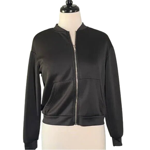 SHEIN Black Bomber Jacket - Picture 1 of 4